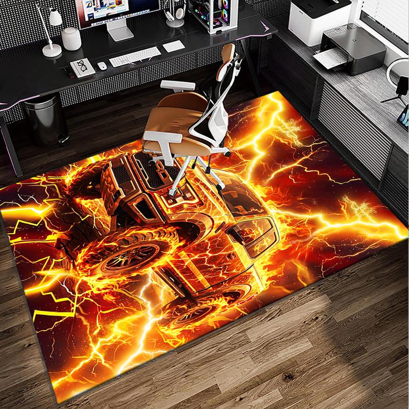 Nighttime Truck Drive Office Rug Chair Mat, Game Carpet, Suitable for Front Door, Bedroom, Living Room, Desk, Holiday Gift