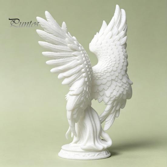 Delikatny Anioł Dekoracja Figurka Drukowana 3D z Dużymi Skrzydłami, Biała Matowa Statua, Wykończenie Kolekcjonerskie Estetyczna Minimalistyczna Rzeźba do Domu Biura