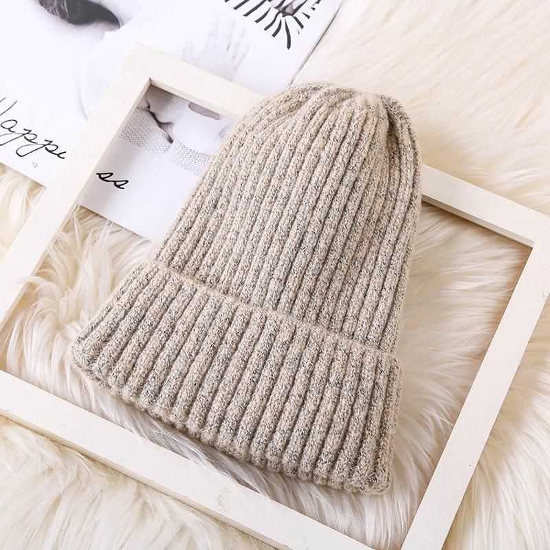 New Hat Women's Winter Korean Style New Candy Color Light Board Woolen Hat To Keep Warm and Ear Protecting Vertical Striped Knitted Hat Trendy