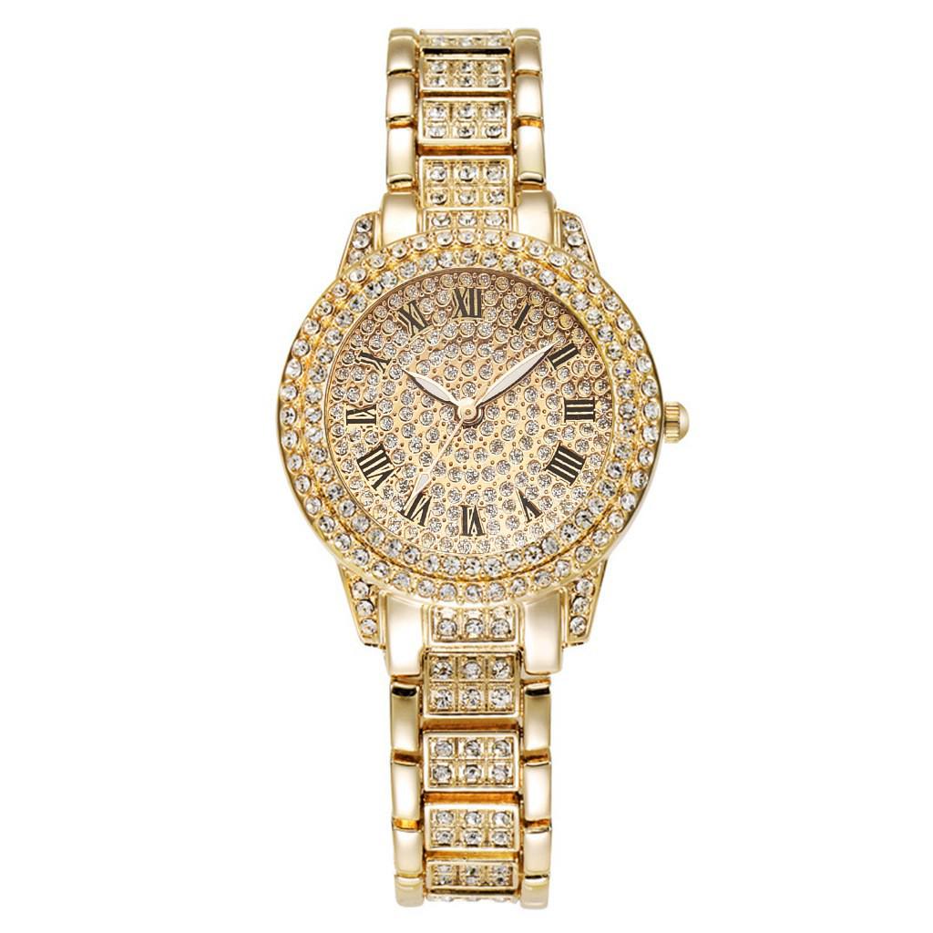 Luxury Diamond Ladies' Wristwatch with Clear Sound & Star Steel Chain