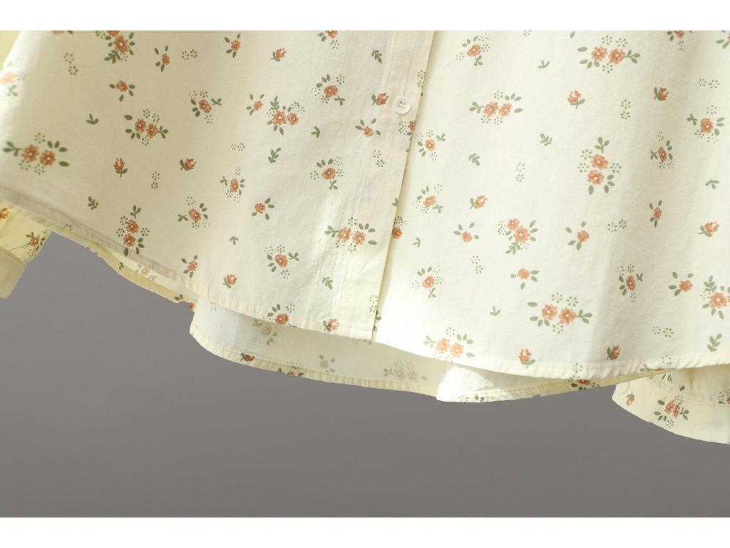 Women's Floral Print Cotton Long Sleeve Shirt - 2026 Spring Collection