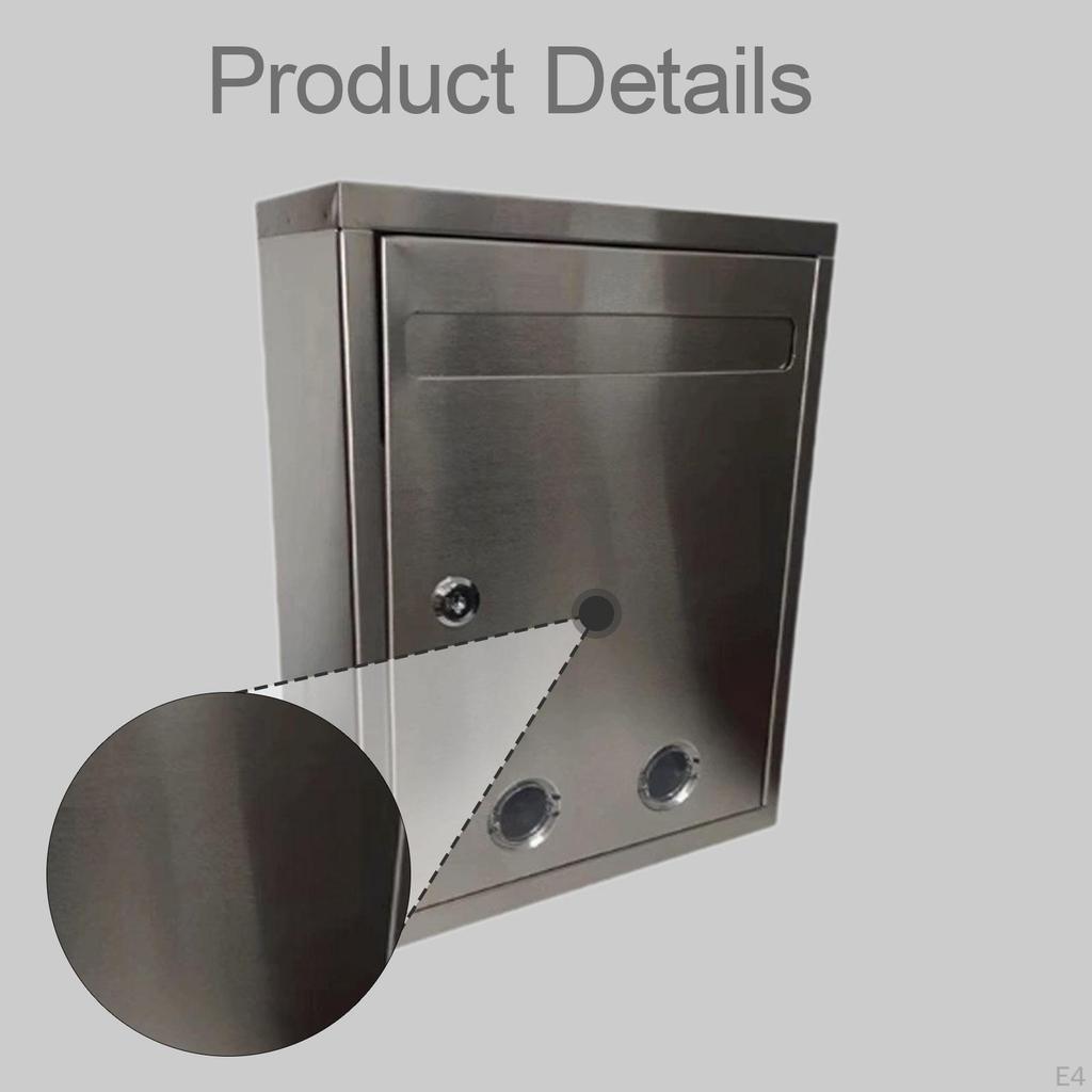 And Versatile Stainless Steel Wall-mounted Mailbox for Envelopes Magazines. Includes Lock.
