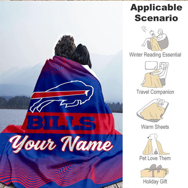 1PC Custom Name Blanket Buffalo Basketball Logo Flannel Blankets Patterns Throw Blanket All-Season Soft Gift for Couch, Bed, Camping, Birthday Gifts