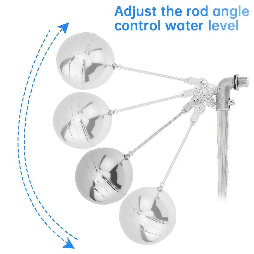 304 Nerezový Nastavitelný Plovákový Ventil Těžký Provoz 3/4 na 1/2 Palcový Adaptér Automatická Kontrola Vody Domácnost Nádrže na Vodu pro Hospodářská Zvířata