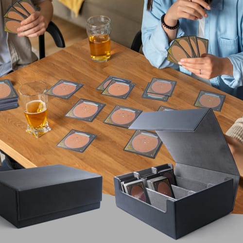 AWESOPAL Large Capacity Deck Case | Holds over 1800 Trading Cards | 8 Compartments + 4 Divider Clips | Magnetic Closure Card Storage Box (Black Exteri