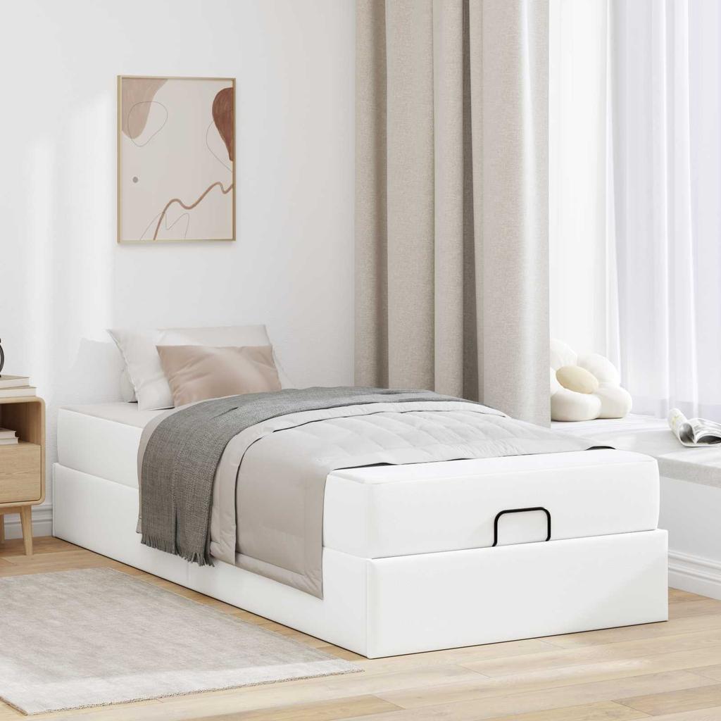 Bed Frame with Mattress Other 2 pcs White PVC