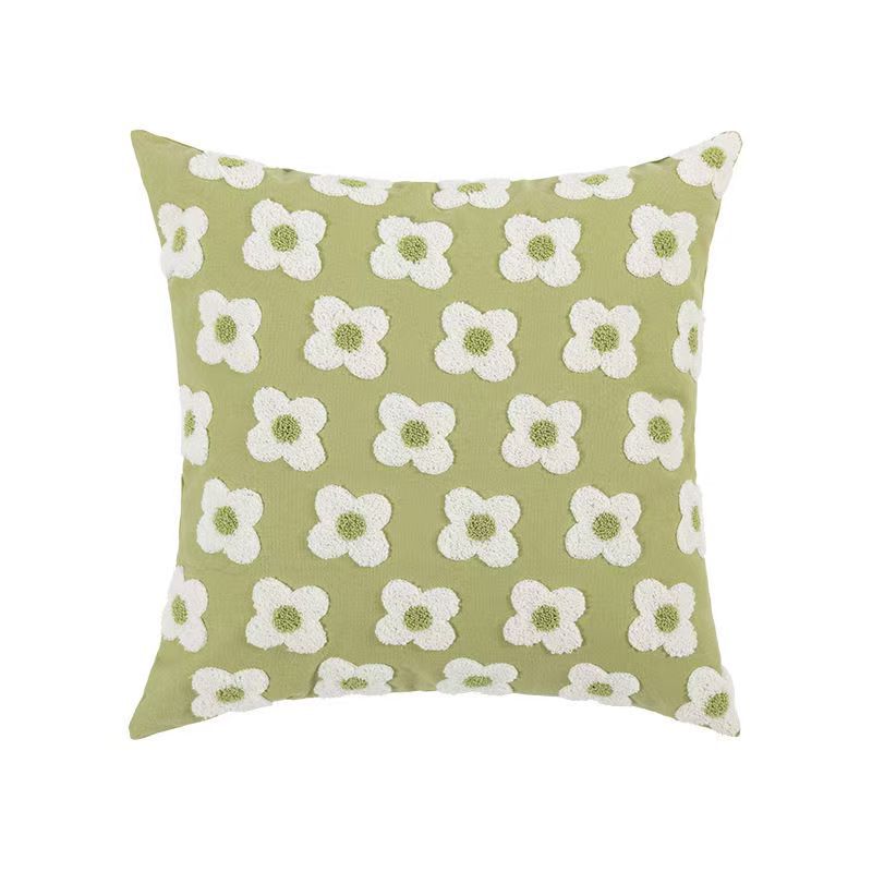 Fresh Daisy Flowers Sofa Pillow Case Ins Style Living Room Sofa Waist Pillow Sleeping Pillow Cushion Bedside Cushion