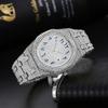 MISSFOX Hip Hop Style Mens Quartz Watch With Full Crystal Dial Arabic Numerals Gold 45mm Polygonal Case