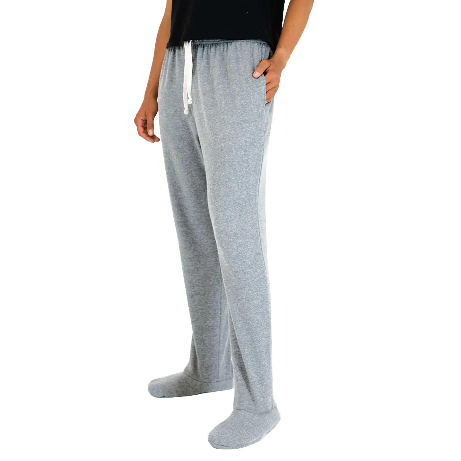 Women s Mid Rise Drawstring Straight Leg Footed Lounge Pants Solid Pocket Casual Bottoms S серый