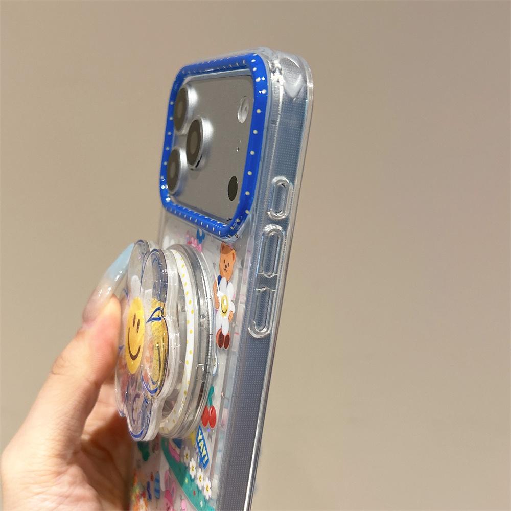 Mignon Tournesol Ours Lapin Étui de Téléphone Magnétique pour iPhone 17 Pro 13 14 15 16 Pro Max Coque Avec Support Magsafe Chaîne Étuis Mignons