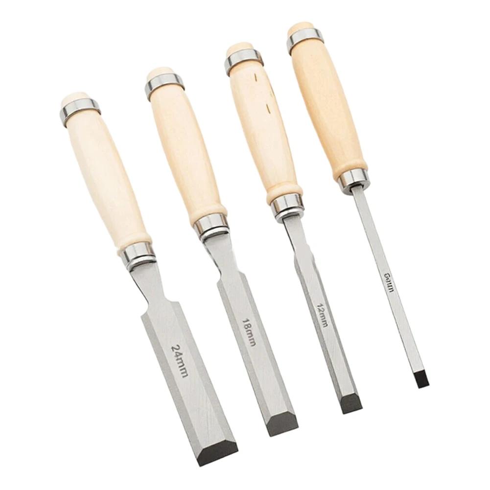 Chisel Set for Woodworking 4 Pcs with Thicker Blades Ready to Use Out of Box for Efficient Carving and Shaping