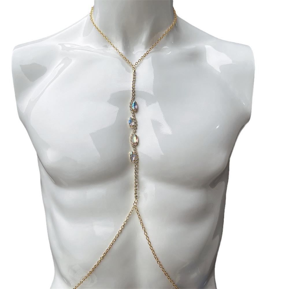 New Chest Chain, Fashionable White Diamond Colored Diamond Chest Rest, Sexy Rhinestone Body Chain Accessories Women'S Body Chain