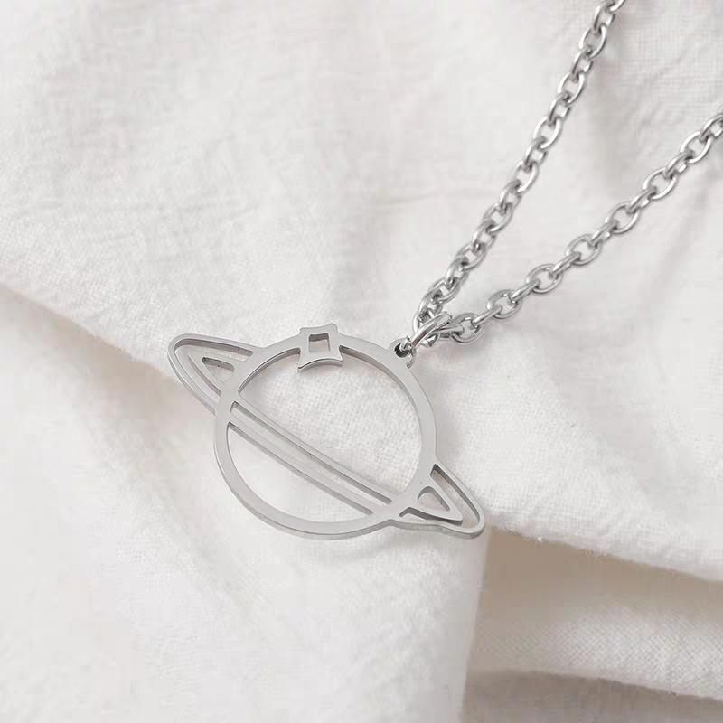 Stylish Planet Pendant Necklace for Women - Hip-Hop Inspired Design, Versatile for Sweaters, Featuring a Hollow Wrap-around Charm.