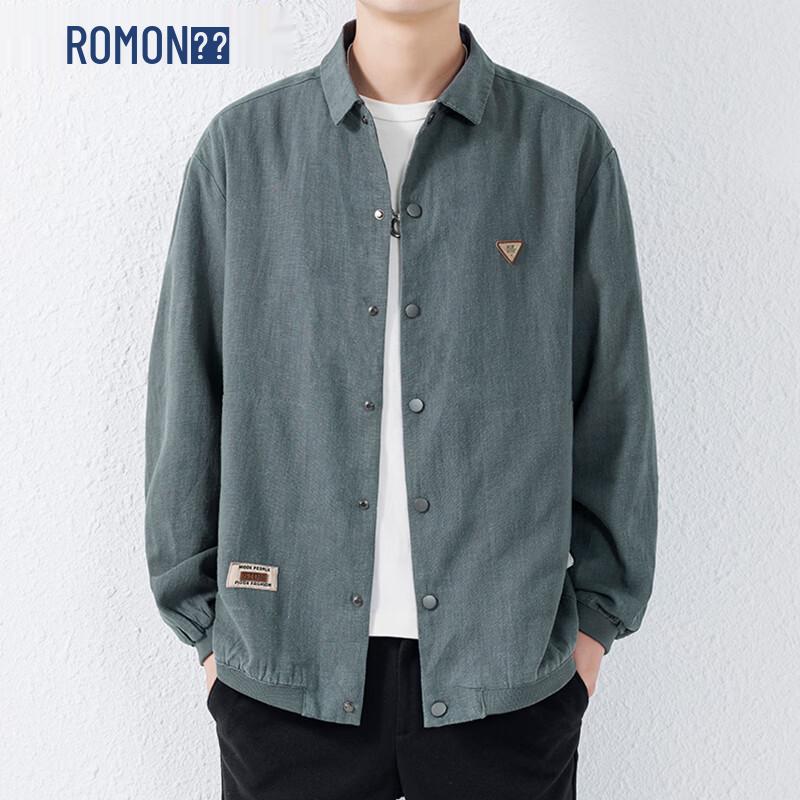 

ROMON Men s Casual Cotton Linen Long Sleeve Shirt Jacket XL