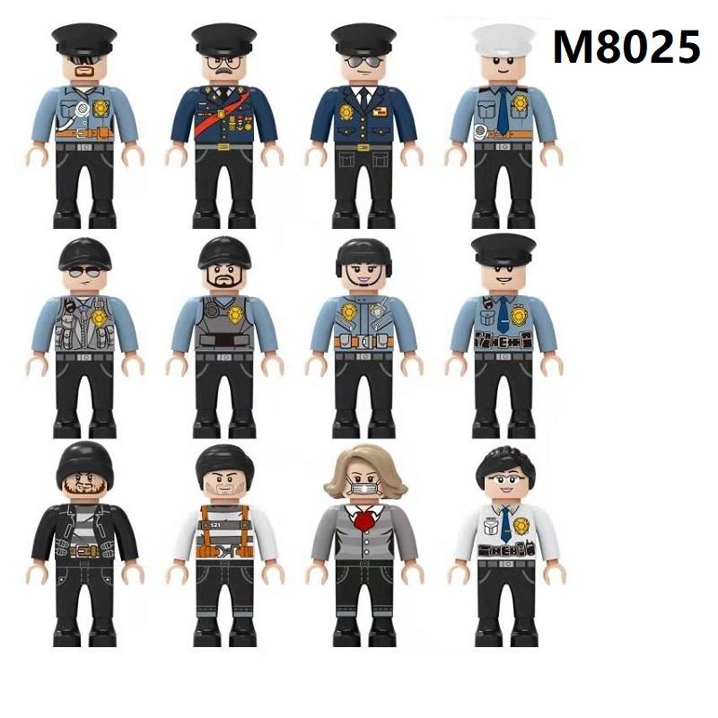 12pcs Sets City Police MOC Military 4.5cm People SWAT Building Blocks Figures Soldier Bricks Mini Toys for Boys Gift Toys