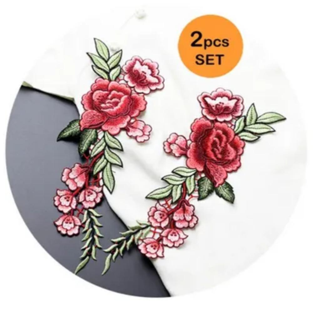 Broderimerke/Våpen. Par (2-30*10.5) Stor blomsterdeko