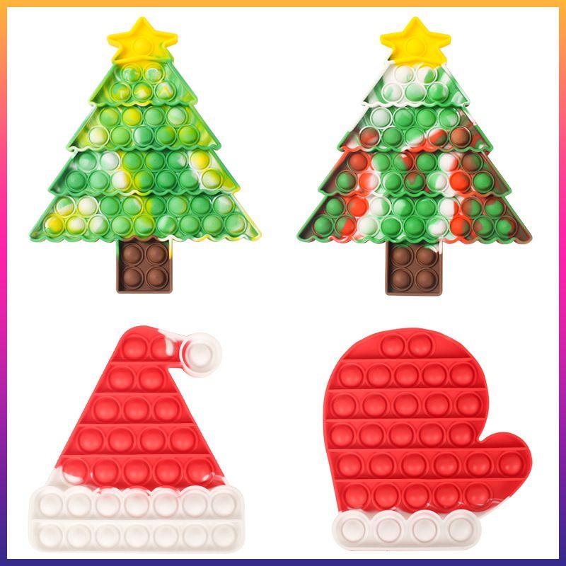 Joyful Christmas Big Size Pop It Silicone Toys For Relaxation Featuring Adorable Santa Claus And Cheerful Christmas Tree Shapes