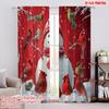 Set Of 2 Flat Printing Christmas Drapes Snowman Red Bird Fabric Without Electricity Spring Party Holiday Decor Curtain Polyester