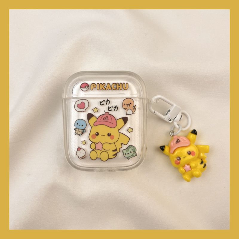 

Protective Case Airpod3 Wireless Bluetooth Aipods2 Earphone Case 1 Generation Third Generation Pro for Apple 2 Generation Airpodpro 4 Generation AirPods 4 [Cartoon hat Pikachu + ornaments]]