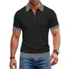 Summer Men's Short Sleeve Zipper Polo Shirts Color Block Casual T-Shirt for Men Lightweight Shirts Laple Wicking Streetwear Tee