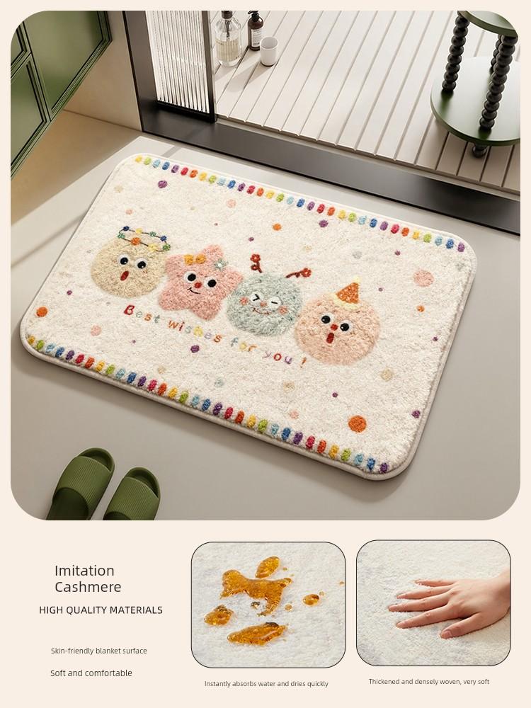 Bathroom Floor Mat, Bathroom Non-Slip Mat, Sink Absorbent Mat, Toilet Door Anti-Slip Mat, Pet Plush Carpet