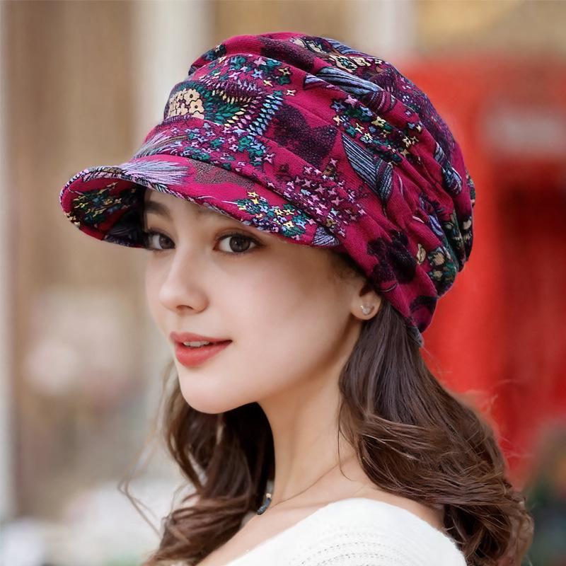 Ethnic Floral Women's Baseball Cap: Korean Style, Versatile for Spring, Autumn, and Winter