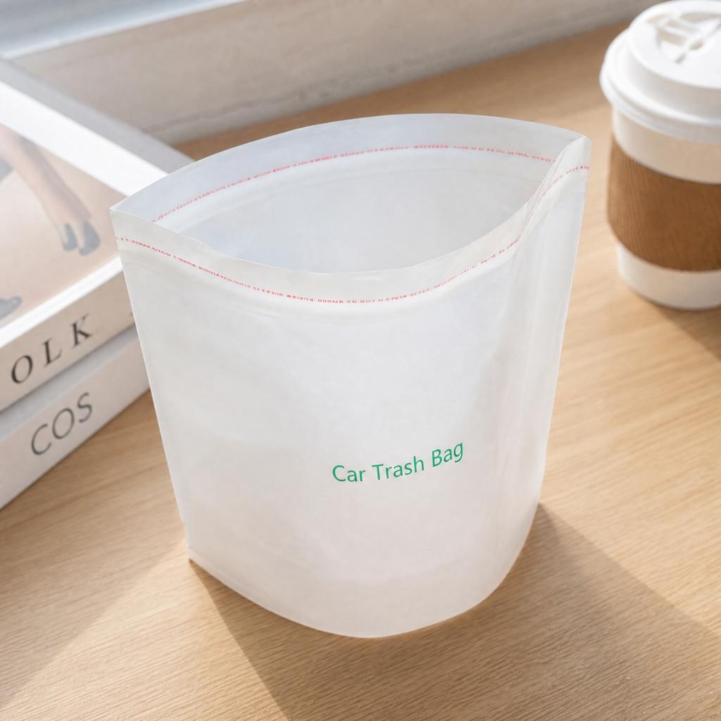 Disposable Car Bag with Adhesive Sticker - Vertical Hanging for Car, Desk, Dormitory (20 Bags)
