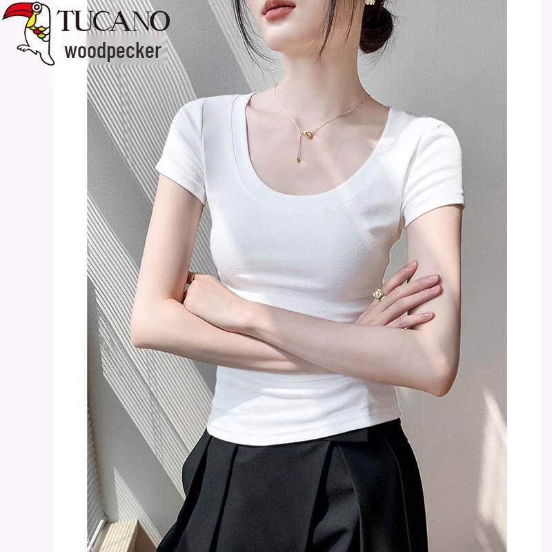 Women s Slim Fit U-Neck Cotton Short Sleeve T-Shirt S