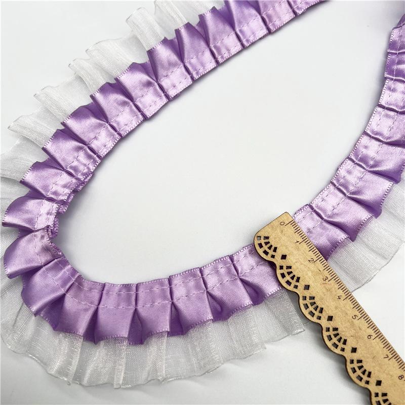 Elegant and Exquisite 4CM Double Folds Transparent Chiffon Lace Clothing Clothing Hem Diy Accessories Multi-color Lace Webbing Crafts Making Ribbons