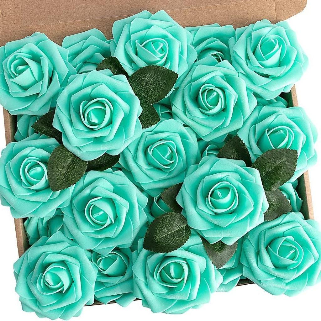 Pu European Gift Box With 8Cm Simulated Foam Roses And 50 Leaves In A Box, Home Floral Decoration