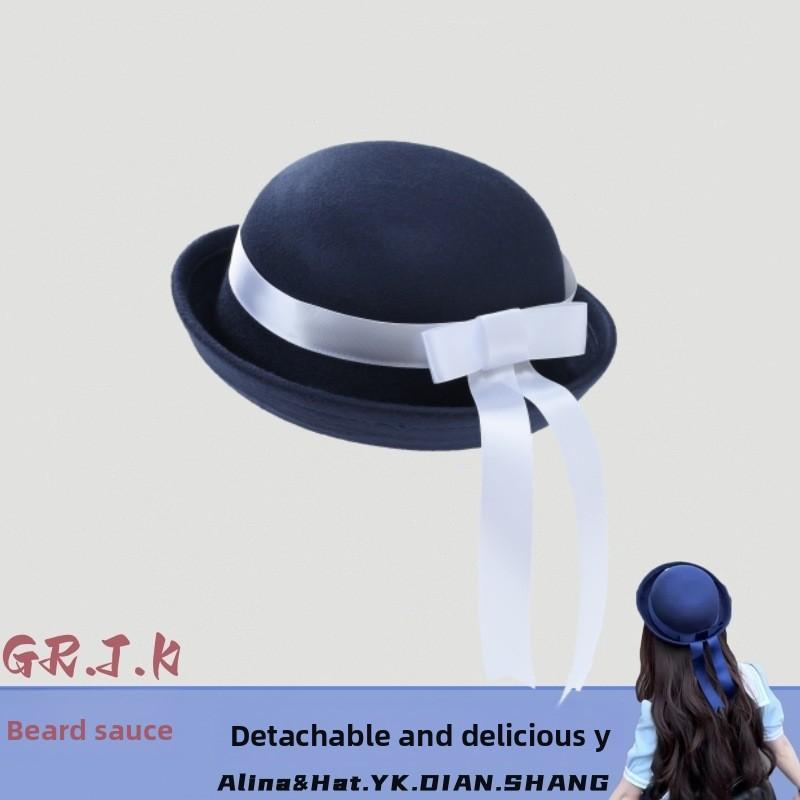 Korean Style Woolen Flat Top Hat With Ribbon For Women Autumn