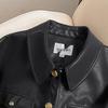 Shechi Women's Spliced Lapel PU Leather Biker Jacket