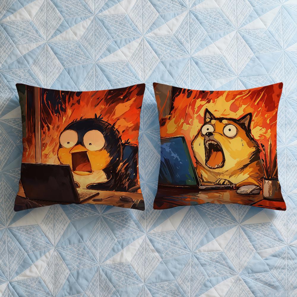 Cushion Surprised Cover Soft Case Sofa Living Room Home Comfortable Office Decor Computer Cute Angry Protective Pillow Covers