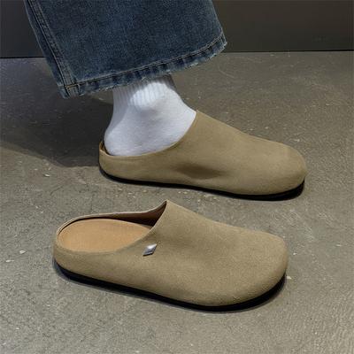 Casual Outerwear Platform Boken Shoes Heightening Muller Slippers Lazy Outdoor Bag Head 19987 Khaki, beige-J