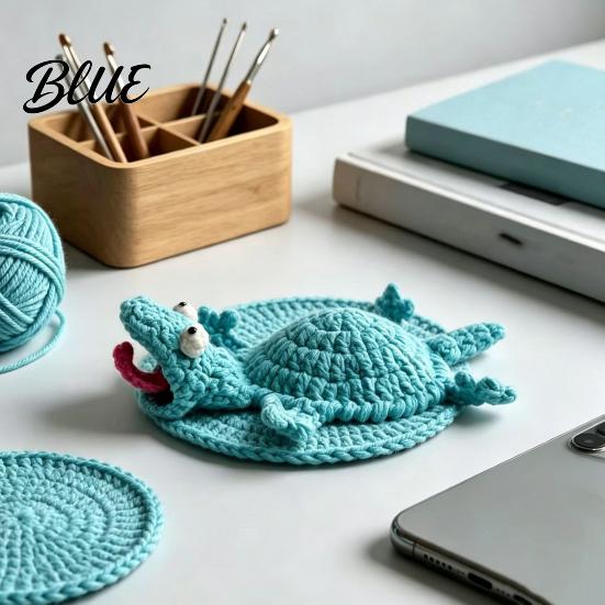 Table Protector Coaster Crochet Lizard Coaster Funny Handmade Animal Cup Mat 3D Knitted Unique Mat Drink for Desk Cute Heat Resistant Decorative