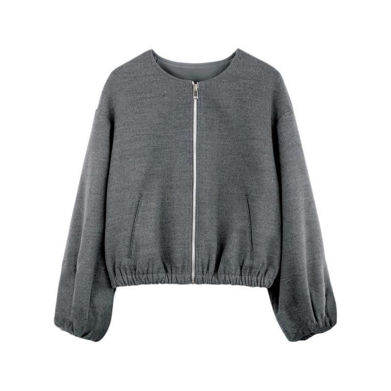 Women S Short Long Sleeve Zip Up Corduroy Jacket