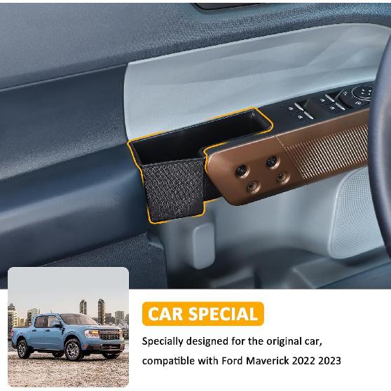 Daeiclru Car Door Side Storage Box Compatible with Ford Maverick 2022 2023, Front and Rear Door Side Armrest Phone Pocket Organizer Insert Glove