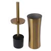 Household Toilet Brush Kit Bathroom Stainless Steel Golden Toilet Brush with Brush Holder Small