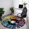 1 Stück Schallplatten-Stuhl-Teppich für das Büro, runder Polyesterteppich, Innendekoration für das Büro, pflegeleichtes Gewebe, waschbarer rutschfester Bereichsteppich