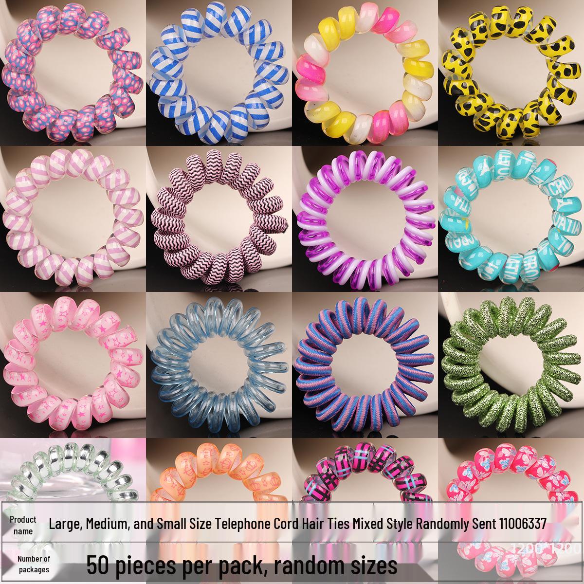 Набор черных и прозрачных резинок для волос из телефонного шнура 4 см