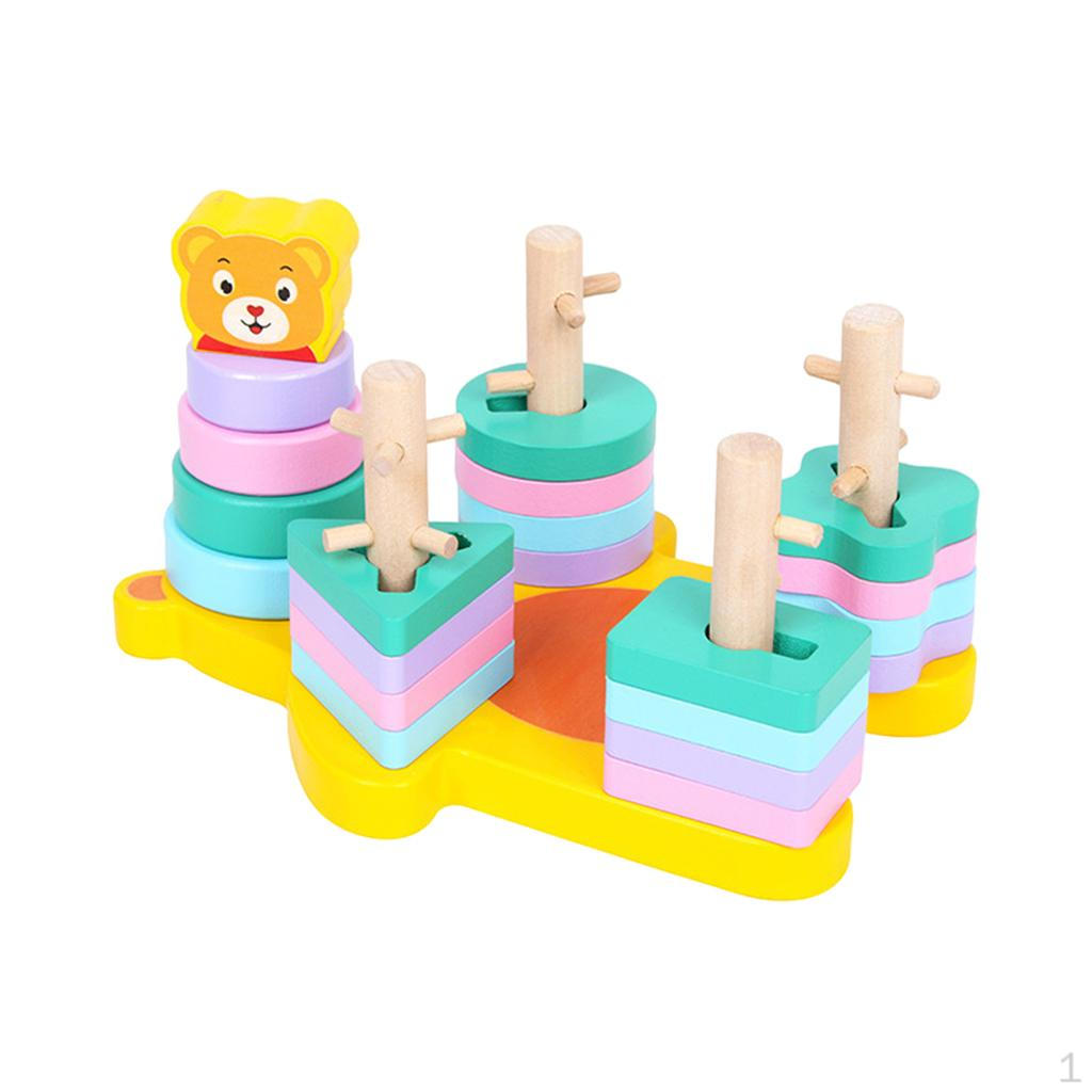 Block Toys Recognition Stack Sort Kid Preschool Early Education Bear