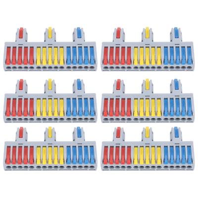 6Pcs Lever Wire Connector PA66 Casing Compact Plug In Terminal Quick Wiring Cable Connector 3 In 15