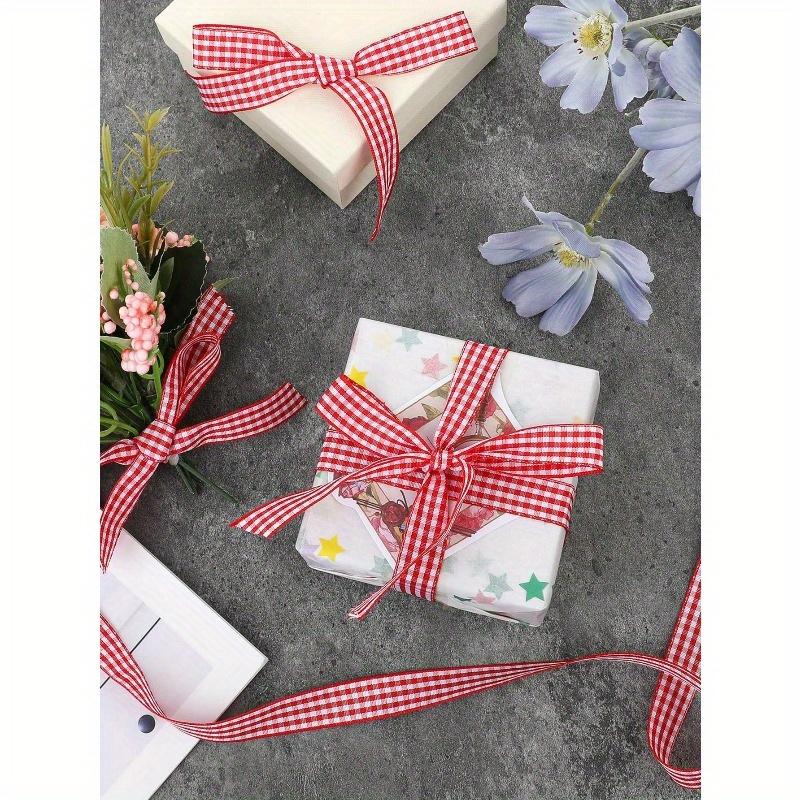 1pc/Red And White Plaid Ribbon, Valentine Bow Ribbon, Plaid Fabric Crafts Plaid Ribbon Rolls Are Used For Valentine's Day Party Decorations