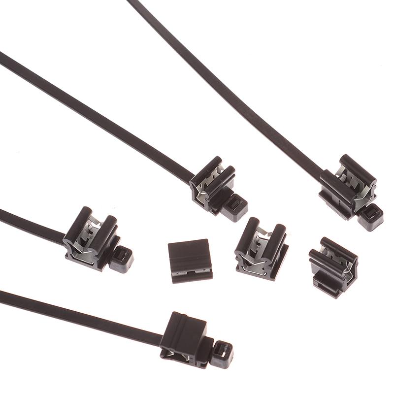 10Pcs 5X200Mm Car Sheet Metal Cable Tie Pipe Line Fixing Edge Vehicle Sunroof Car Window Plastic Zip Tie Wire Harness Steel Clip