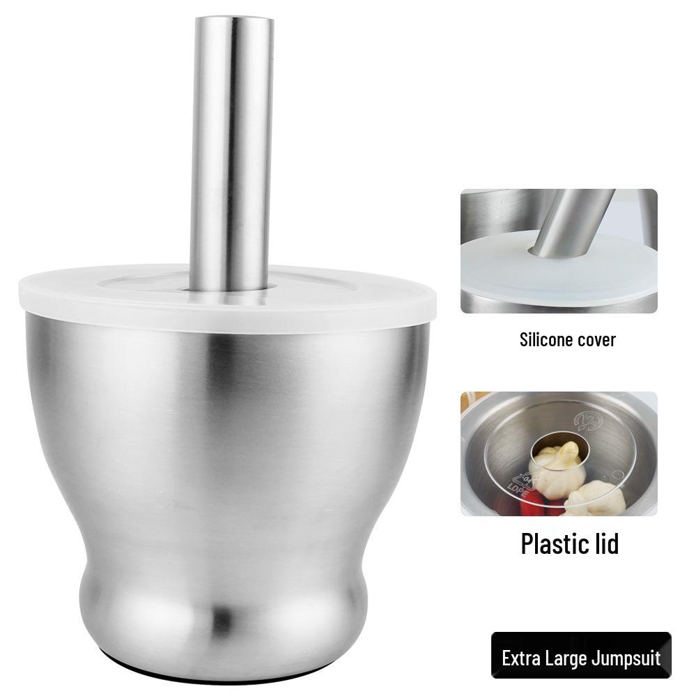 304 Stainless Steel Garlic Press & Grinder Mortar for Minced Garlic Paste