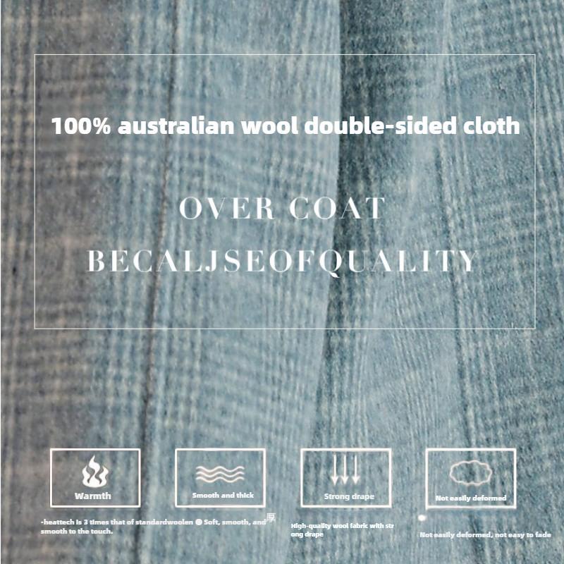 Girls Double-faced Wool Plaid Coat Autumn and Winter Coat Full Wool Thick Medium Length