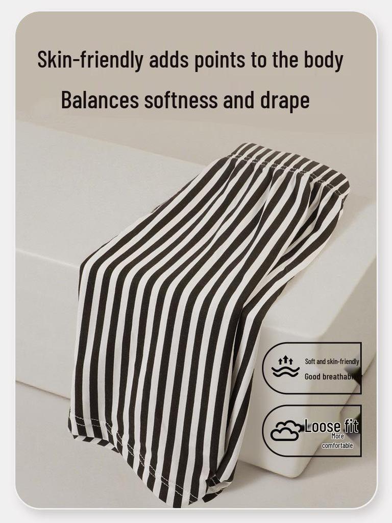 European & American Men's Striped Breathable Boxer Briefs - Plus Size, Casual Four-Corner Underwear