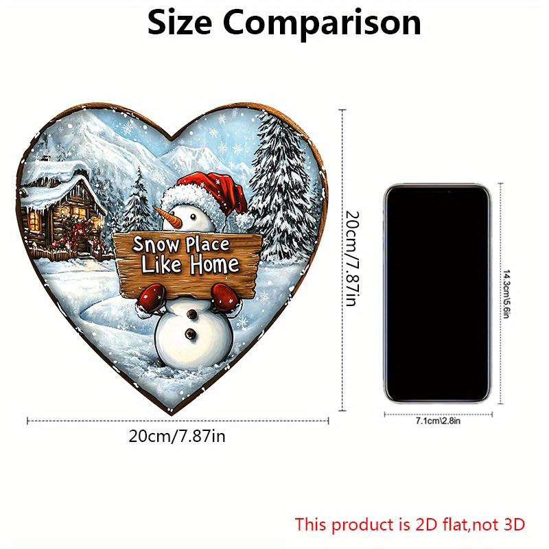 Rustic Wooden Christmas Sign with Snowman Pattern - Heart-shaped Navidad Sign for Front Doo, Wall Hanging Decor - Ideal Christmas Decoration