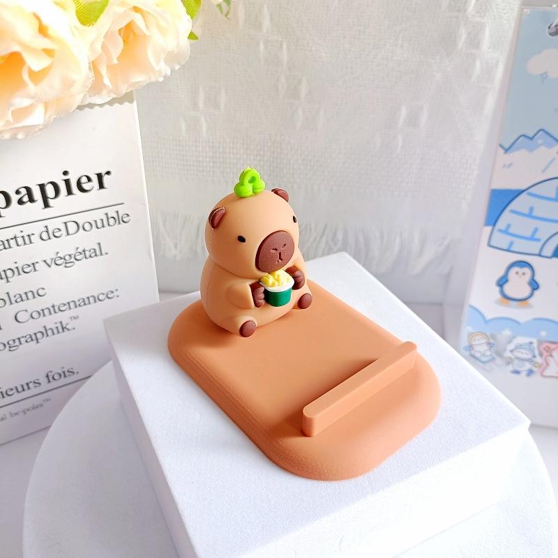 Süßes Capybara Kapibara Dreidimensionale Puppe Fauler Schreibtischhalter Kreativer Handyhalter Kleines Ornament