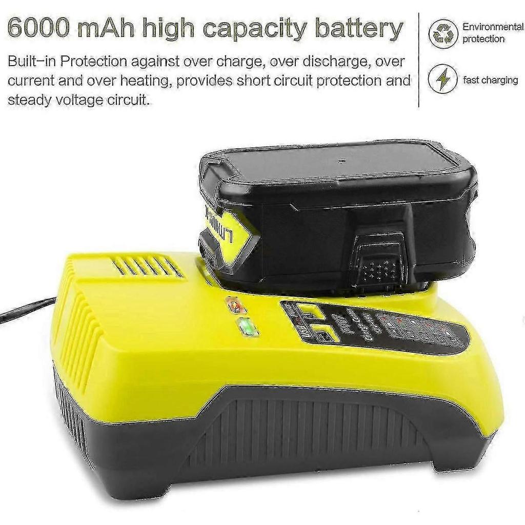 Gilt für 2024 18V 6.0Ah P108 Akku-Ersatz für Ryobi 18 Volt Akku Lithium P102 P103 P104 P105 P107 P109 P122, Akku für Ryobi ONE+ Akku-Werkzeug